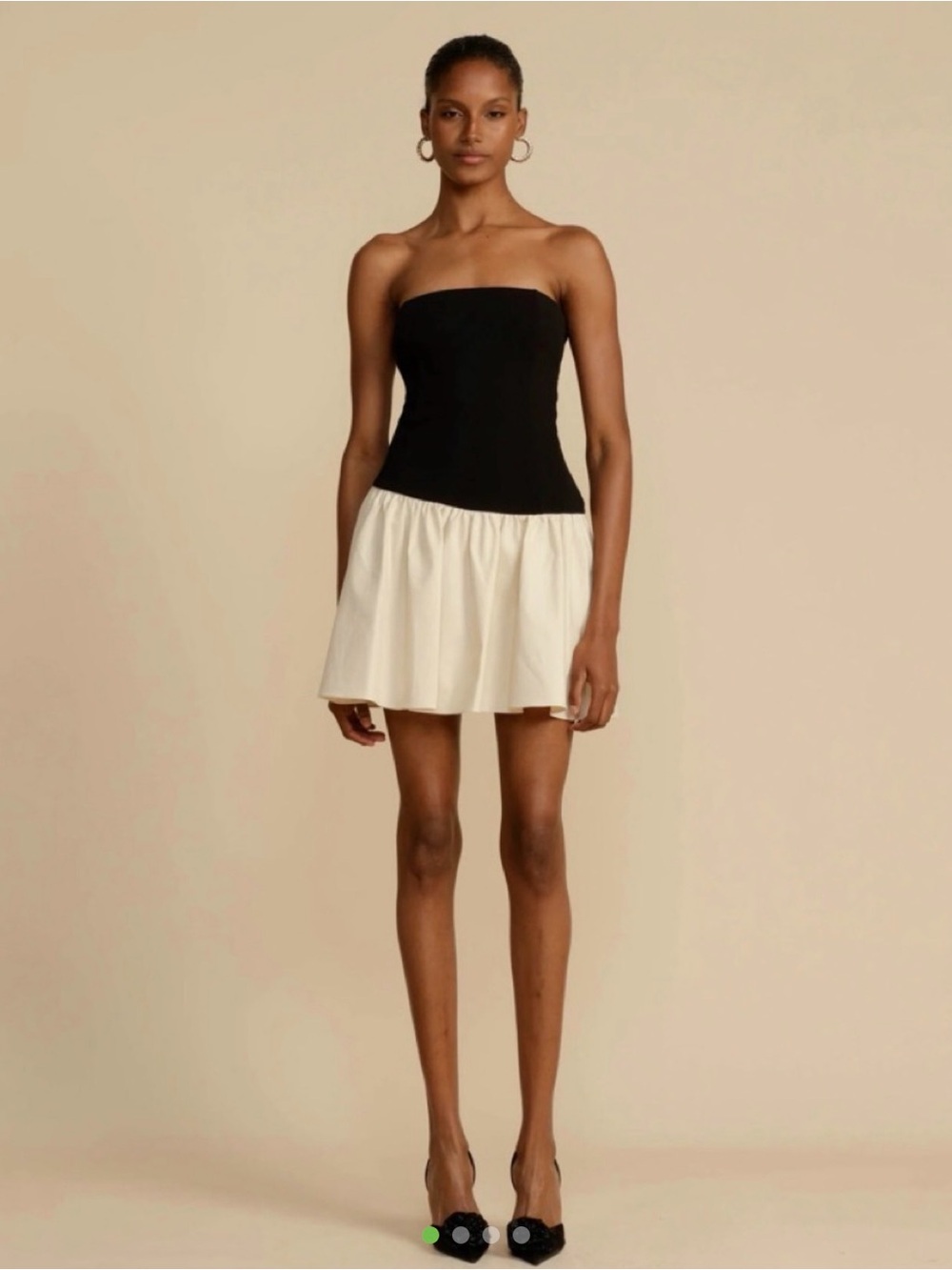 Arcina Ori Strapless Two-Tone Mini Celine Dress in Black and Cream